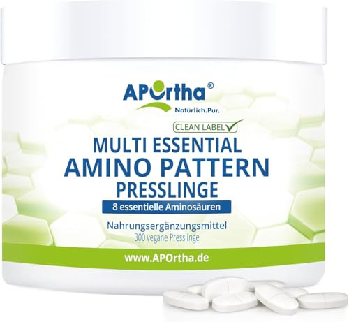 APOrtha® Multi Essential Amino Pattern – 300 Presslinge mit 8 essentiellen Aminosäuren nach Prof. Dr. Lucà-Moretti, ausgewogenes Aminosäuren-Profil, EAA Presslinge, vegan