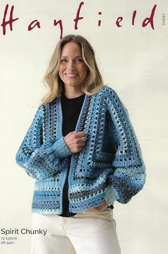 Hayfield Chunky Crochet Pattern Pamphlet - 10861 Ladies Cardigan (28-54in)