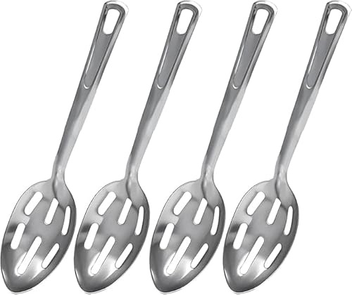 Kitchen Slotted Spoon Stainless Steel,13 Inch Stiring Large Spoons,Metal Slotted Spoon, Cooking Serving with Holes(4 PCS)