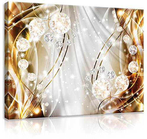 ForWall Bilder Canvas Abstrakt, Diamanten, Silber und Gold O6 (80cm. x 60cm.) Leinwandbilder Wandbild AMFPP10403O6