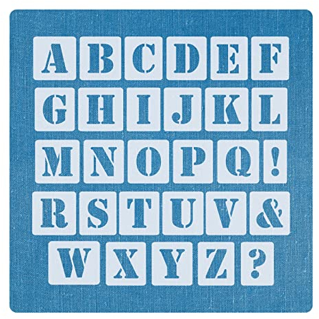 Schablone Buchstaben 5cm hoch | 1 Satz Alphabet A-Z - 26 + 4 Sonderzeichen | 30 einzelne Schablonen Nr.05