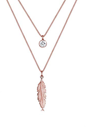 Elli Halskette Damen Feder Boho mit Kristall in 925 Sterling Silber