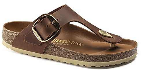 Birkenstock Gizeh Big Buckle Cognac, Oiled Leather, Infradito Donna, 35 EU
