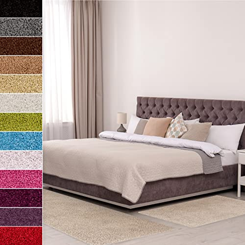 Floordirekt Shaggy-Bettumrandung Barcelona - 3-teilig - Shaggy-Kräusel-Optik - Hochflor Bettvorleger in vielen Farben (B: 67 cm | L: 1 x 250 cm + 2 x 140 cm, Beige)