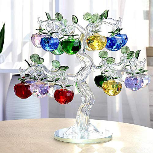 Apfel aus Kristallglas, Apfelbaum, Ornamente aus Glas, 18 Stück, hängend, Apfel, Dekoration, Figuren, Stamm, transparent, Apfele, 18 Stück, 3 cm
