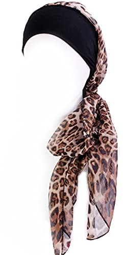 Gragengs Kopfbedeckung für Damen Schlaf Beanie Kopftuch für kahle Wickel Krebs Hüte Turban,Leopard