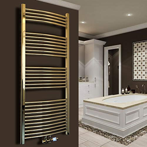 Gulfstream Komfort Badheizkörper 1150 x 400 mm in Gold gebogen Hochwertiger Handtuchheizkörper Handtuchwärmer