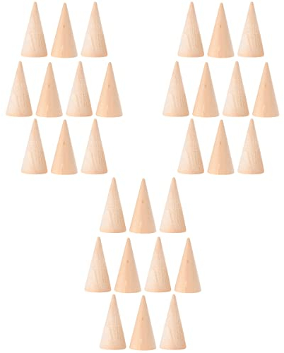 Holzkegel Ringkegel Ringständer DIY Basteln: Höhe 5 cm Basteln Rohlinge 30 Stück Mini Weihnachtsbaum Modellierung Handwerk Schulprojekte Weihnachten Party Dekoration