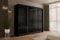 ALTDECOR Kleiderschrank mit Lacobel-Schiebetüren, kugelgelagerte Führungsschienen und Aluminium-Leisten - PEKA - 250 cm Schwarz/Schwarz