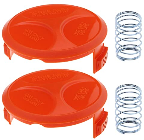 eMagTech 2Pcs Cutting Head Cap Replacement with Springs 37474601 Compatible with Black & Decker GH400 CST1000 GL30 GL120C GL280 Spool Cap Cover