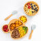 Vinsani Bamboo Monkey Plate Bowl and Spoon Set for Baby Toddler Kids Children, Suction Plate, Stay-Put Non-Slip Base Design, Hypoallergenic, Food-Grade Silicone and BPA-Free Baby Feeding Set (Grey)