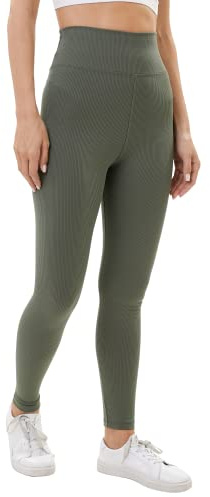 Lookus - Womens 'ZELAL' Everyday Fitness Essential Slimming Tummy Control Compression High Waisted Stretchy Ribbed Leggings, Size S (UK 6-8), M (UK 10-12), L (UK 14-16), XL (UK 18-20)