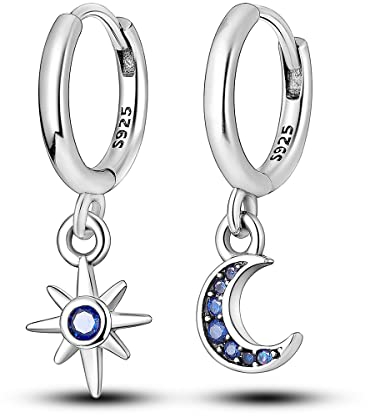 Parmuz Drop/Dangle Ohrringe für Frauen 925 Sterling Silver ohrringe hängend modern boho Leichtes Statement Boho Evil Eye Star Moon Liebe Huggie Ohrringe Schmuck Geschenk