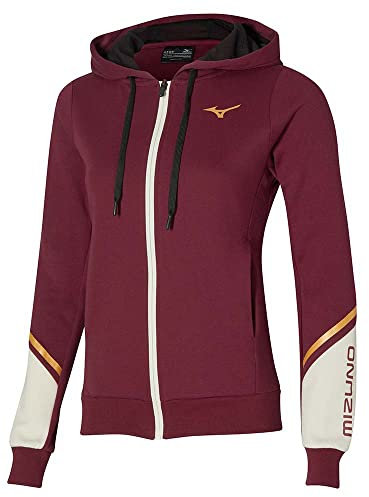 Mizuno Veste de survêtement athlétique Sweat à Capuche, Rose, L Femme