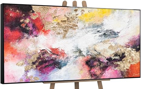 YS-Art Abstrakt Acrylbild auf Leinwand heller Garten Kinderzimmer bunt