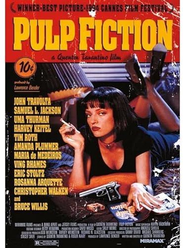 Pulp Fiction Uma On Bed Druck, 40 x 30 cm, Rot/Gelb/Schwarz