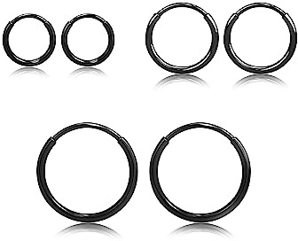 Limerencia Titan Kleine Creolen Ohrringe für Damen Herren, Medizinische Titan Creolen Ohrringe Set, Hypoallergen Knorpel Huggie Ohrringe Lobe Nase Lippen Daith, Helix Piercing Schmuck 8,10,12 MM