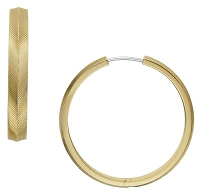 Fossil Creolen-Ohrringe Harlow für Damen Linear Texture Edelstahl goldfarben, JF04538710