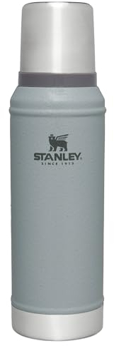 Stanley Botella clásica de boca ancha aislada al vacío, Hammertone Silver, termo de acero inoxidable 18/8 sin BPA para bebidas frías y calientes, 1.0 cuartos de galón