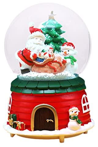 Aznever Schneekugel Weihnachten Mit Spieluhr, Weihnachtsmann-Schnee-Häuser Spieluhr - Farbwechsel, Batteriebetriebene, Weihnachts Tischdeko, Weihnachtliche Heimdekoration, 5,51 X 3,54 Zoll
