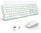 XTREMTEC 2.4G Full Size Wireless Keyboard Mouse Combo - Ultra Slim Silent Cute Computer Keyboard with USB Receiver for Windows, OS, PC, Desktop, Mac, Tablet US Layout（Macaron Green)
