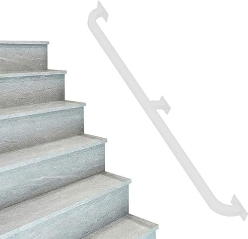 Treppenhandlauf, Handläufe für Treppen, 30 cm – 600 cm Handläufe für Treppen, rutschfeste Geländerschienen, industrielle Rohr-Kleiderstange, Treppengeländerhalterungen, weiß (Size : 180cm)
