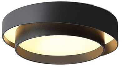 Deckenlampe American Style Iron Art Deckenleuchte Moderne runde Led-Deckenleuchte Flush Mount Close To Ceiling Light Fixtures for Garderobe Schlafzimmer Küche Flur Badezimmer ( Color : Black-40cm , Si