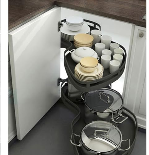 Kitchen Corner Carousel Kitchen Cabinet Blind Corner Pullout Organizer, Corner Cupboard Pull Out Storage, Height Adjustable Quiet Locking System for 36-inch/900mm Cabinet 2 Tiers Swing Tray