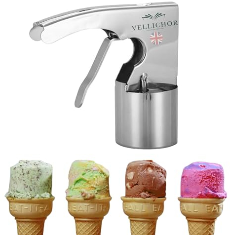 Vellichor Beach Stainless Steel Ice Cream Scoop, 1-unit, Chrome, Durable Trigger Release