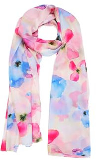 QUEEN HELENA Sciarpa Estiva Colorata Foulard Fantasia Donna SC09-1 (SC09-2 Rosa)