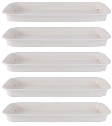 LOVIVER 5x Plant Saucers Rectangular Planter Trays Flower Pot Trays for Yard, Garden, Indoors Outdoor, Windowsill, White