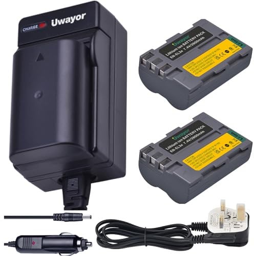 Uwayor EN-EL3e Camera Battery Charger Set Replacement Battery Kit USB for Nikon EN-EL3e EL3 EL3a D700 D300s D100 D90 D80 MH-18 MH-19 MB-D200 MB-D10