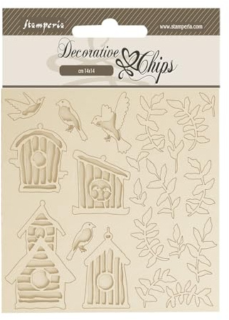 Stamperia - Decorative Chips for Scrapbooking, Albums, Card Making, Bullet Journalling and More, Nests, Laser Cut Cardboard Shapes, Easy to Glue, Perfect for Hobbies, Crafts, and Gifting (Garden)