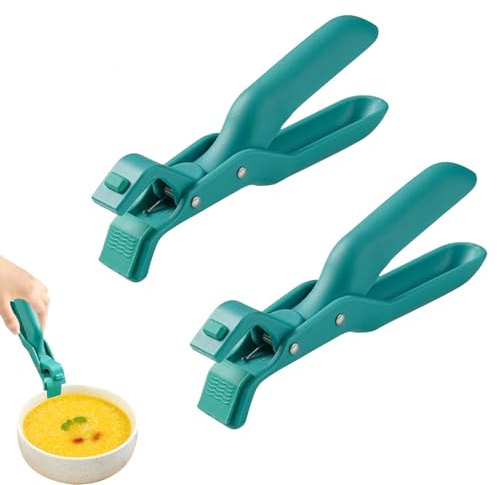 2Pcs Multi-Purpose Anti-Scald Bowl Holder Clip for Kitchen, Anti-Scalding Hot Plate Tongs Bowl Clips, Silicone Non-Slip Heat Insulation Anti-Scald Clip, for Toaster Oven, Pizza Pan, Bowl (Green)