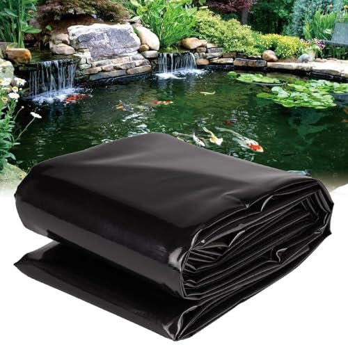 Schwarze Unterlage, strapazierfähige Gartenteichfolie, vorgefertigte Folien | Feuchtigkeitsabweisende Membran aus Polyethylen-Kunststoff für Fischbecken | Wasserdichte Plane für Wassergärten(4x8m)