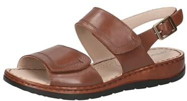CAPRICE Damen Sandalen flach aus Leder Sommer, Braun (Cognac Nappa), 37 EU
