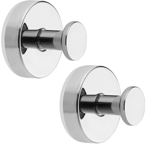 Lot de 2 crochets à ventouse en acier inoxydable pour salle de bain, cuisine, porte en verre, miroir, carrelage, luffa, serviette, manteau, peignoir de bain, chromé