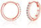 Zolkamery Silver Hoop Earrings, 925 Sterling Silver Hoops Earrings for Women, Small Silver Earrings Hoops with 5A Zirconia, Rose Gold Neutral Hypoallergenic Cartilage Sleeper Huggies Earrings 14mm