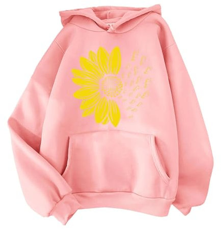 HOOUDO Sale Angebote Vielseitiges bedrucktes Kapuzensweatshirt mit Taschen für Damen im und Winter Modeschmuck Damen Kette Oberteil Herzen Damen Pullover Mit Knopfleiste Am Sale Angebote Bestellung
