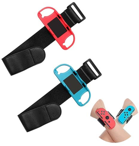 Cerioll 2 Stück Just Dance Armband, Verstellbarer Elastischer Gurt Für Controller Für Switch & Switch Oled-Controllern, Komfortable Tanzschlaufen In Rot Und Blau Für Kinder Und Erwachsenearmbänder