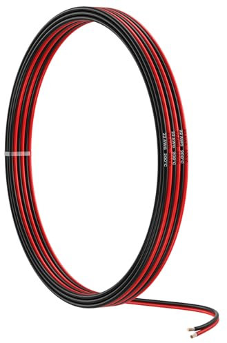 MMOBIEL 22 AWG Cable Eléctrico Paralelo – 22 Gauge 5m / 16.4ft - Cable Cobre Estañado - 2 Conductores de Alambre para Alambre de Automoción - Led Tiras, Audio/Altavoz de Alambre, Lámparas