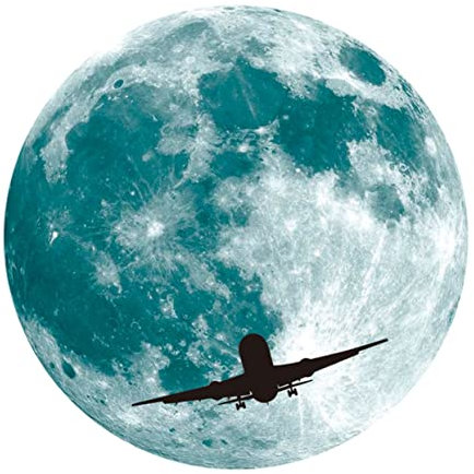 GLSTOY Leuchtender Mond Wandaufkleber Selbstklebendes Leucht Wandtattoo Für Kinderzimmer 30cm Pvc Abnehmbar Schlafzimmer Und Wohnzimmer Dekoration