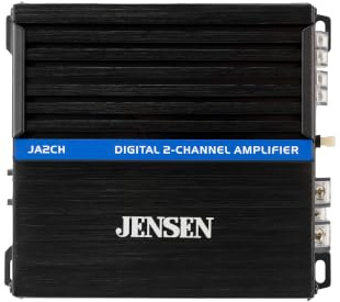 Jensen JA2CH 2-Channel Class-D Car Amplifier 600W Peak CTA-2006-D Certified | For motorcycle, ATV, golf cart & truck audio, bridgeable design, compact efficient build, CTA-2006-D certified Class-D power