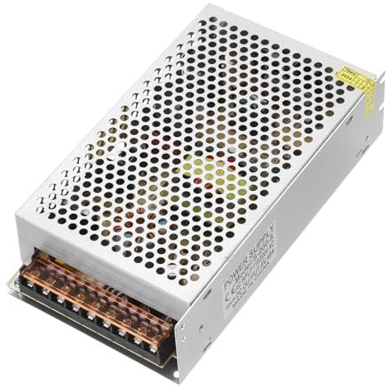 sourcing map 5V 40A Power Supply Adapter Transformer Switch, AC 110V-220V to DC 5V 40amp 200W Power Transformer Driver for LED Strip Lights CCTV Camera 3D Printer