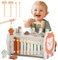 Montessori Spielzeug ab 1 Jahr - 4 in 1 Motorikspielzeug Kinderspielzeug Holzspielzeug ab 1 Jahr-Hammerspiel Xylophon Kinder ab 1 Jahr Geschenk Geschenke zum 1 Geburtstag für Kinder Mädchen Junge