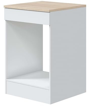 Módulo Cocina Kira con Hueco para Horno Estándar Moderno Blanco Brillo y Roble Canadian 60x90x60 cm