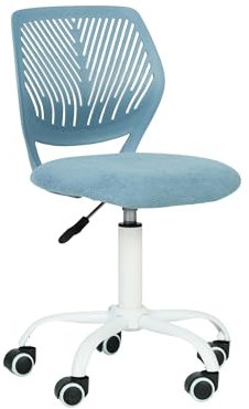FurnitureR Esszimmer-Drehstühle, 1PC Küchenstuhl, gepolsterter Stuhl, Drehstuhl, bequemer Stuhl mit Rädern, Rückenlehne, armloser Stuhl für Esszimmer, Wohnzimmer, Morandi Curio Blau