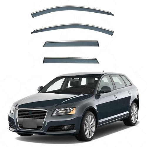 FUSKL Coche Ventanilla Deflectores de Viento para Audi A3 Hatchback MK2-8P 2004-2012, Duraderos Protector Sol y Lluvia Laterales Ventana Accesorios
