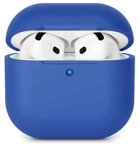 AOTUAO Case Compatible with AirPods 4 Case Cover 2024, Shockproof Drop Protection Scratch Resistant Soft Silicone Case Cover for AirPods 4th Generation, Front LED Visible, Blue