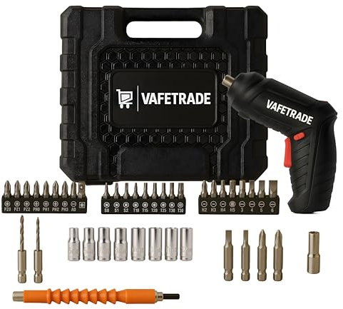 VAFETRADE - Destornillador Electrico + 47 Accesorios, Atornillador Electrico 3,6V, 8Nm, Bateria (2500 mAh), Luz Led, Carga Rápida, Taladro Atornillador Bateria, Destornillador Electrico Precision.